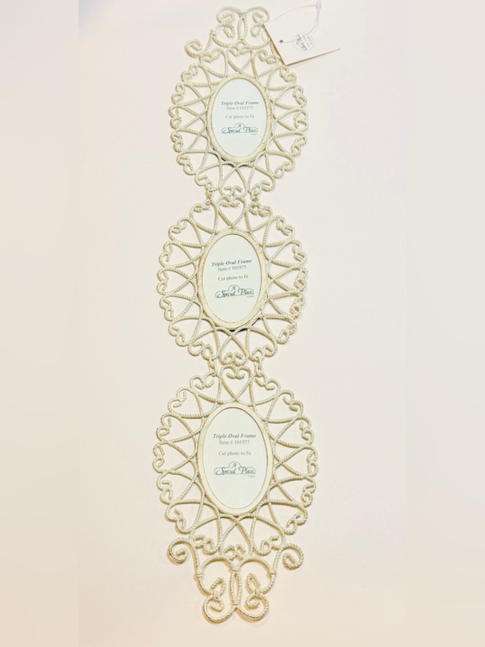 Triple Oval Wall Frame Heart Scroll Metal Decor NWT
